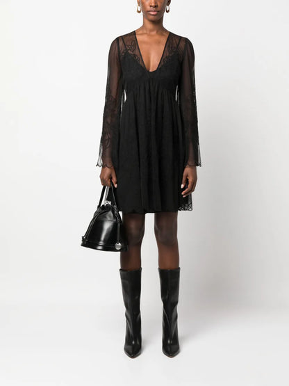 Layered Lace Flared Dress