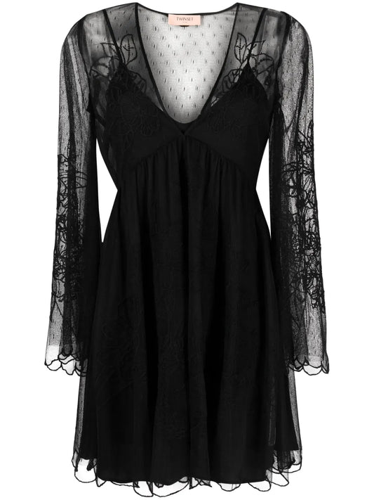 Layered Lace Flared Dress