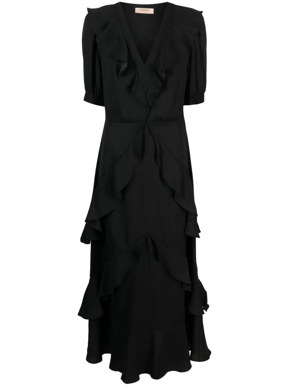Ruffled Short-Sleeve Maxi Dress
