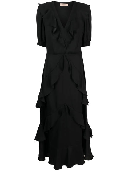 Ruffled Short-Sleeve Maxi Dress
