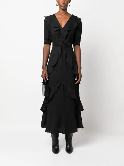 Ruffled Short-Sleeve Maxi Dress