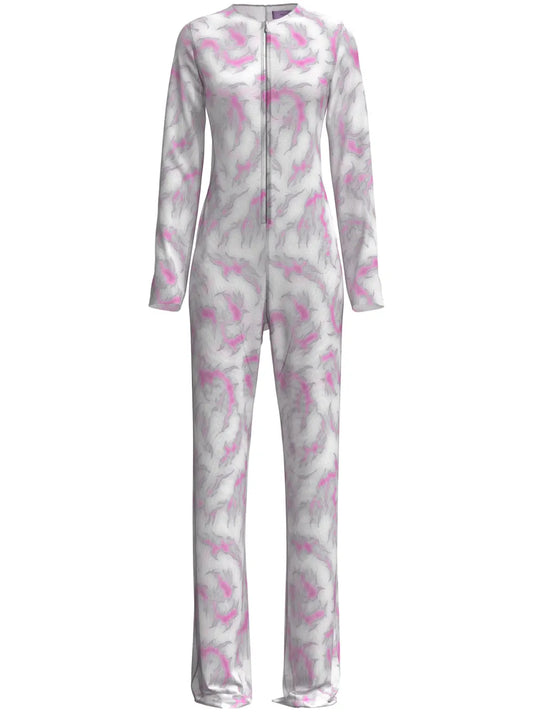 Vane Ghost-Print Flared Jumpsuit