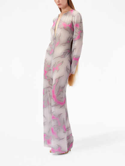 Vane Ghost-Print Flared Jumpsuit