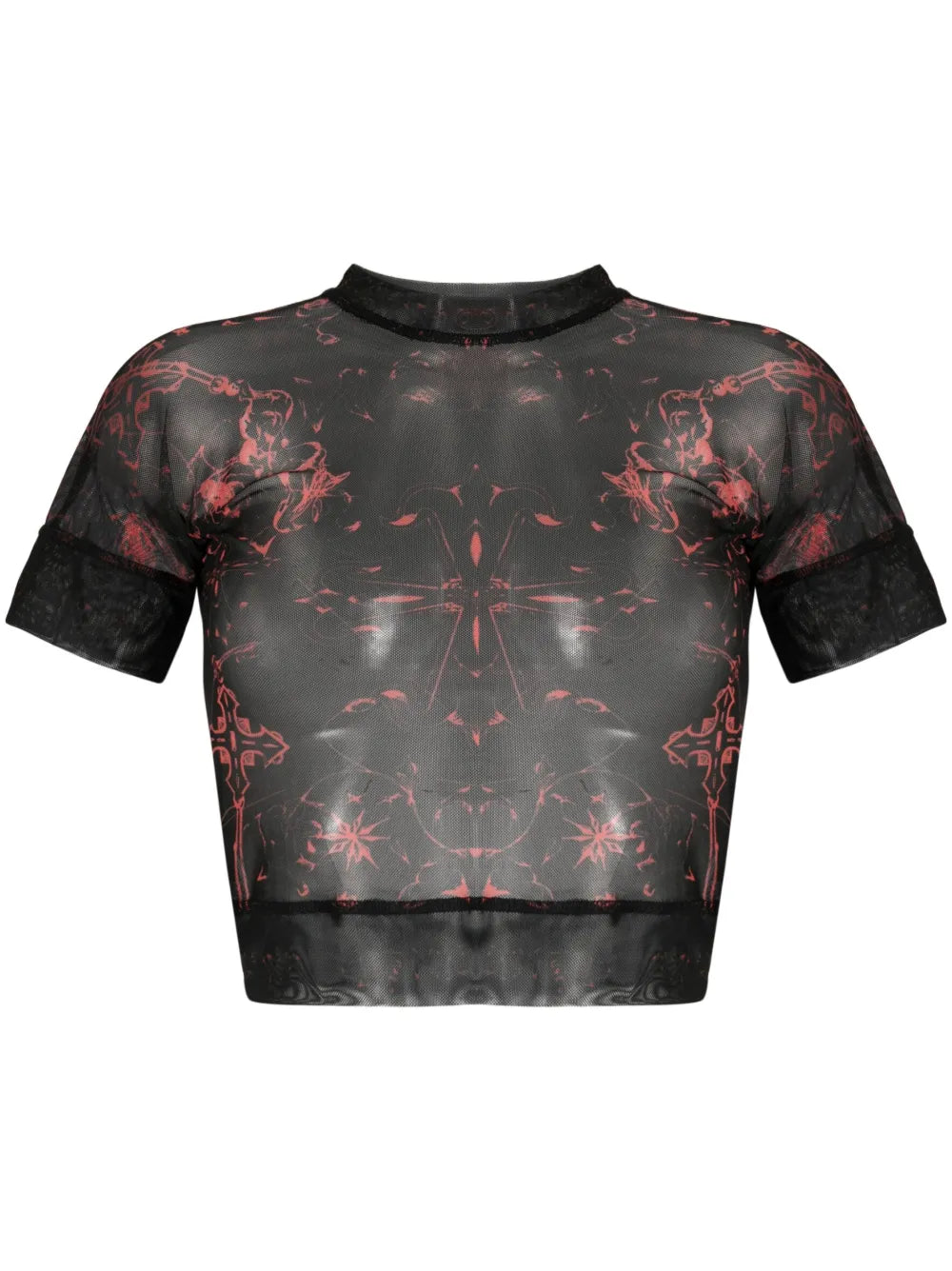 Abstract-Pattern Mesh T-Shirt