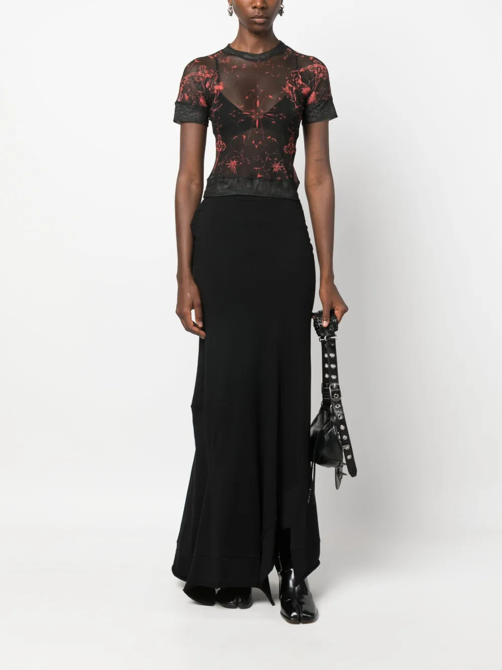 Abstract-Pattern Mesh T-Shirt