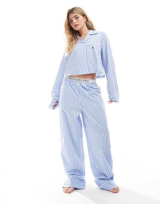 Poplin Pyjama Bottoms With Elasticated Logo Waistband