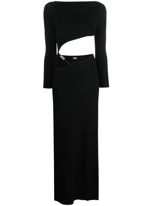 Asymmetric Ribbed-Knit Dress