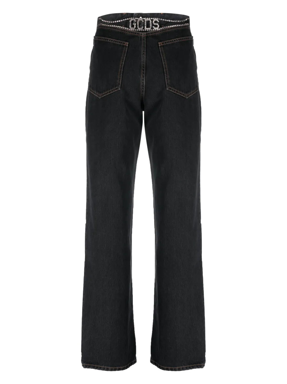 Choker Rhinestone-Embellished Straight Jeans