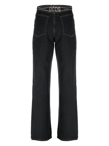 Choker Rhinestone-Embellished Straight Jeans