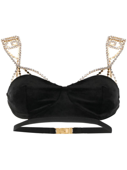 Bling Crystal-Embellished Velvet Bra