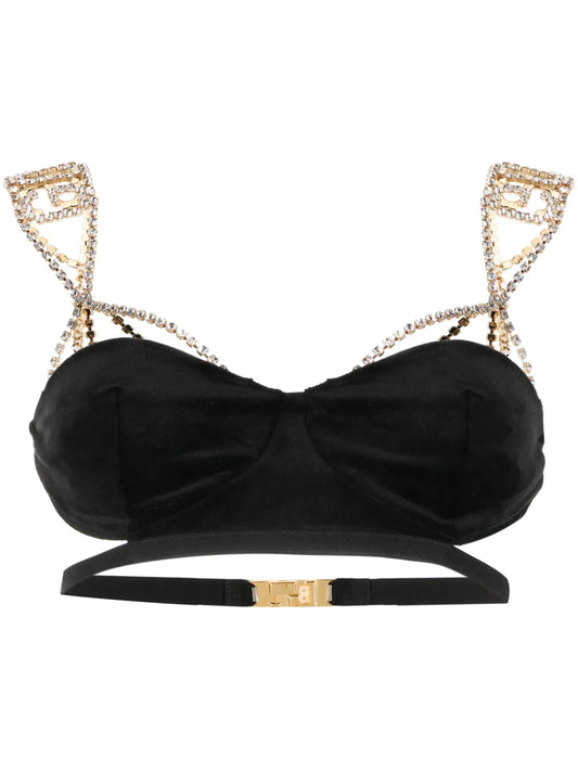 Bling Crystal-Embellished Velvet Bra