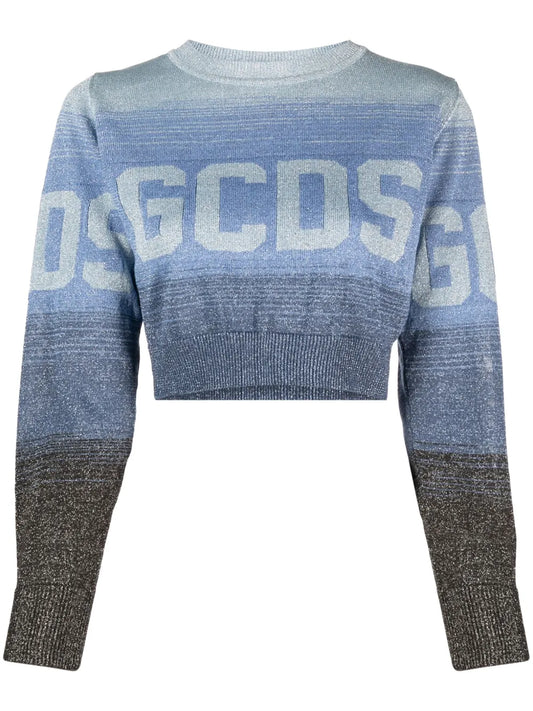 Intarsia-Knit Logo Cropped Jumper