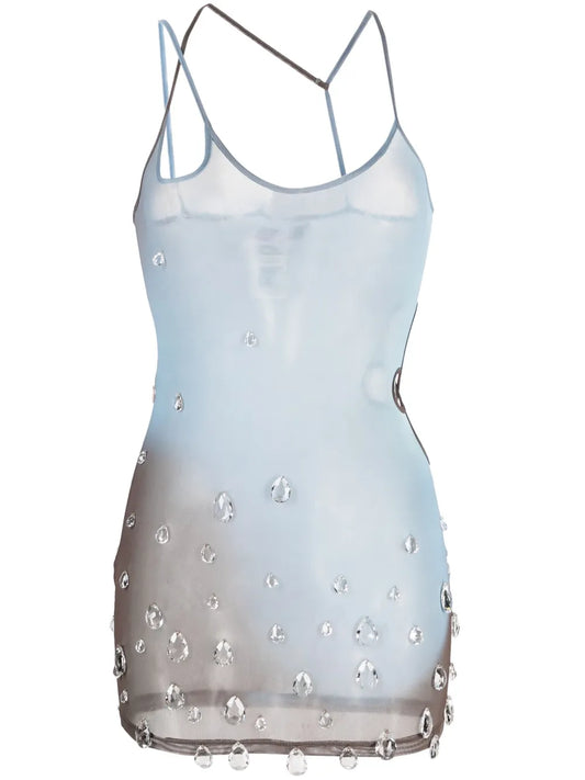 Sita Crystal-Drop Tulle Minidress