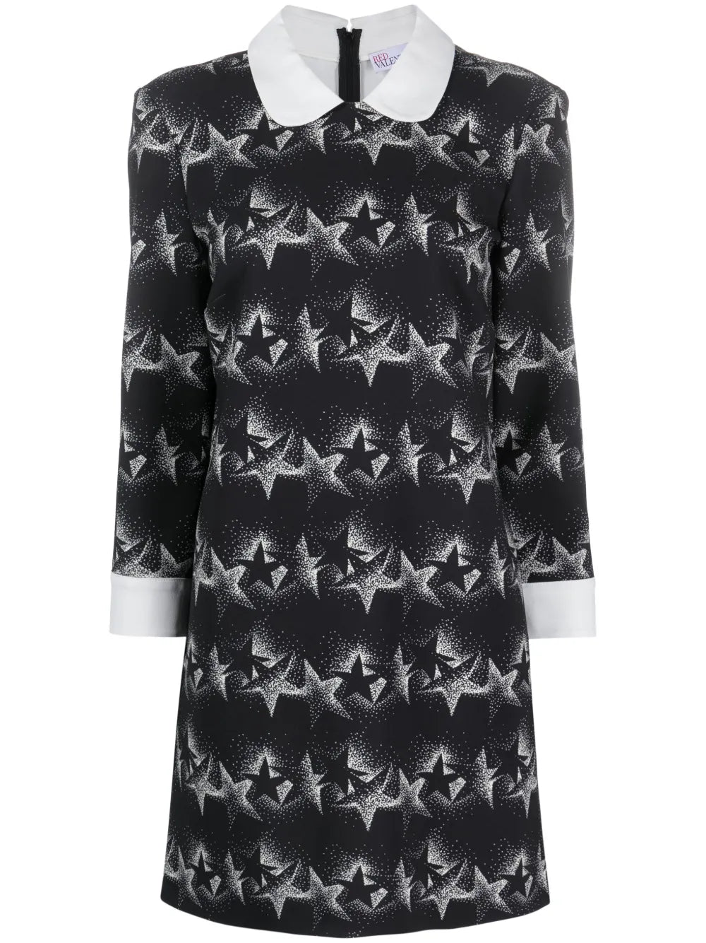 Star-Print Pussy-Bow Minidress