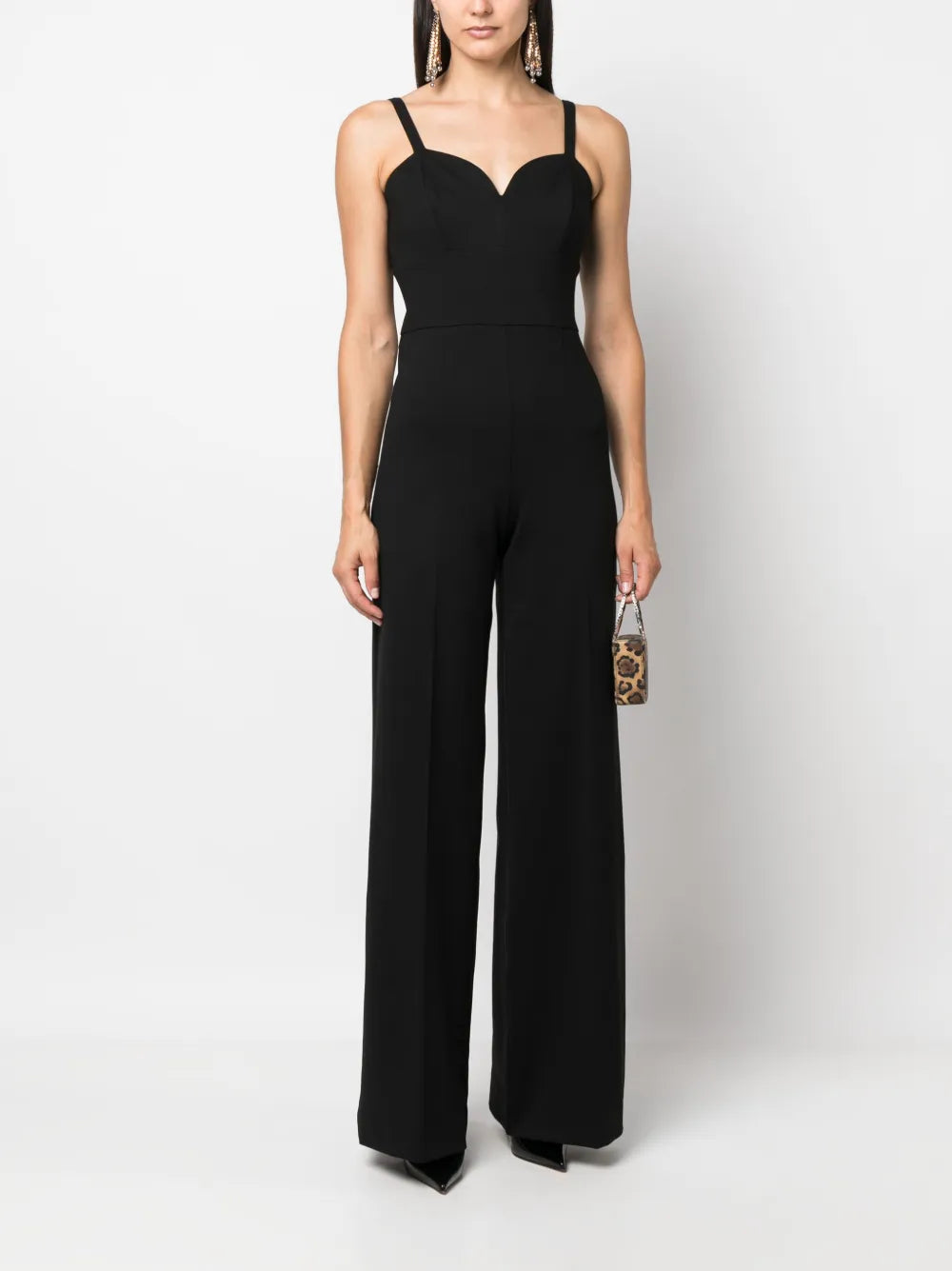 Feather-Trim Wide-Leg Jumpsuit