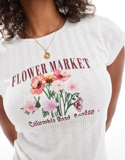 Flower Market Pointelle Printed Baby Tee