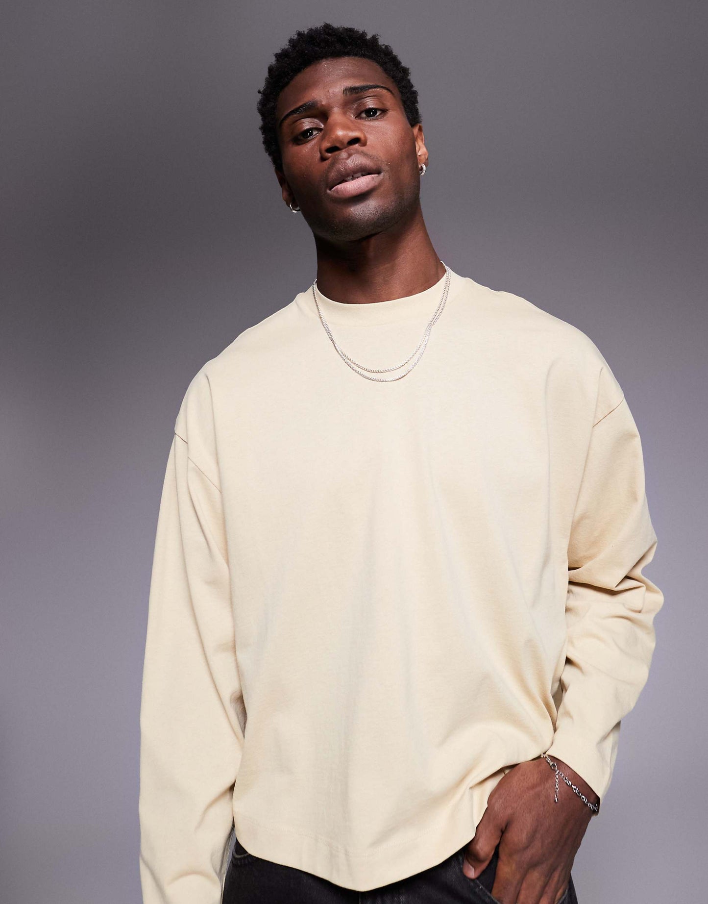 Oversized Boxy Long Sleeve T-Shirt With Dropped Armhole