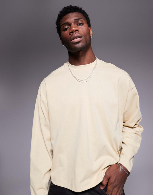 Oversized Boxy Long Sleeve T-Shirt With Dropped Armhole