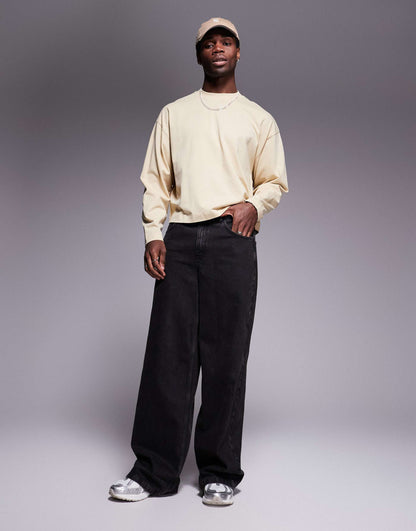 Oversized Boxy Long Sleeve T-Shirt With Dropped Armhole