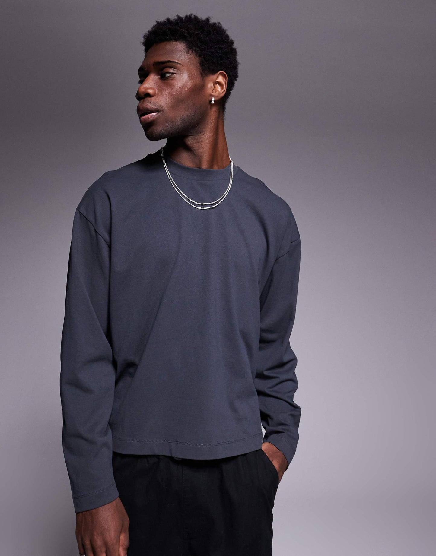 Oversized Boxy Long Sleeve T-Shirt With Dropped Armhole