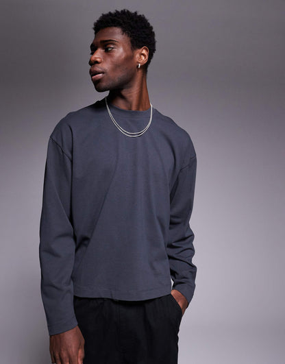 Oversized Boxy Long Sleeve T-Shirt With Dropped Armhole