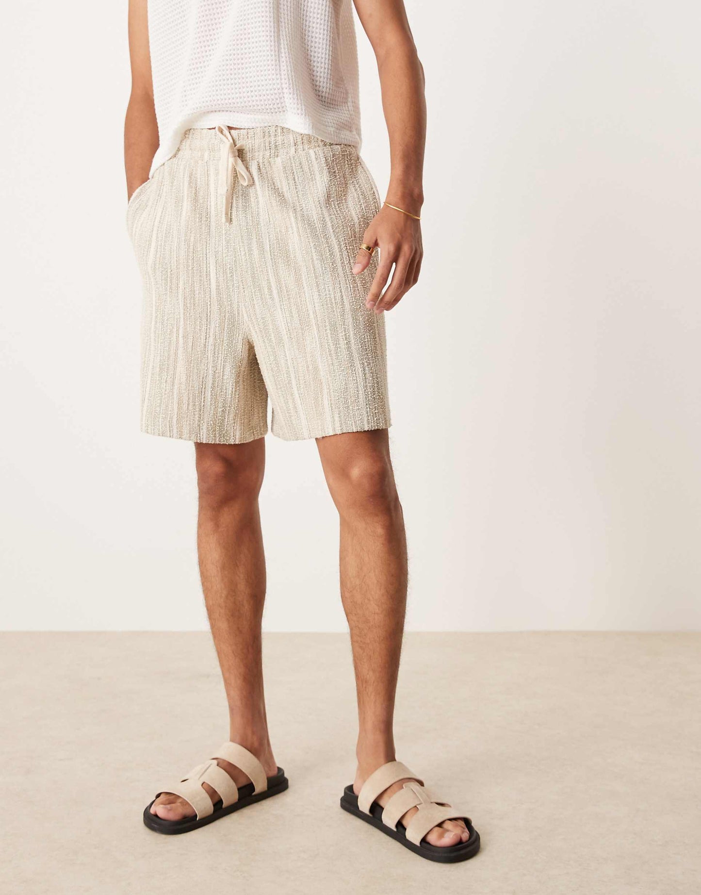 Oversized Textured Stripe Shorts