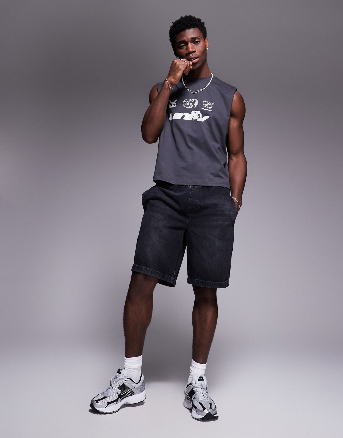 Boxy Oversized Vest With Front Chest Graphic