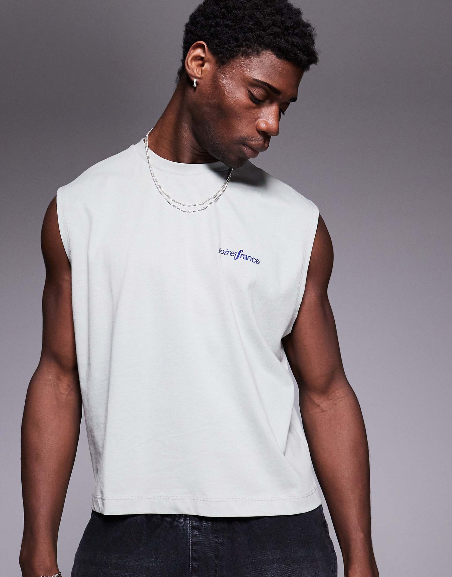 Boxy Oversized Vest With Front And Back Print