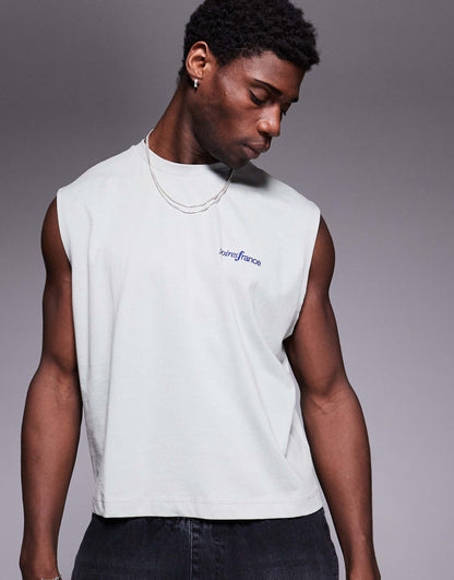 Boxy Oversized Vest With Front And Back Print