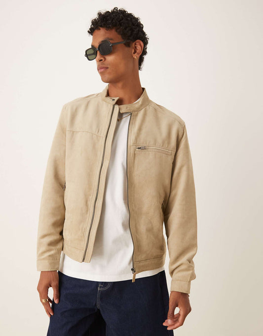 Suede Look Biker Jacket