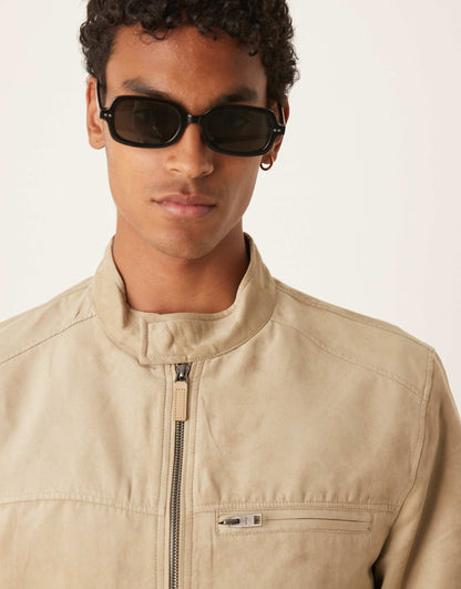 Suede Look Biker Jacket