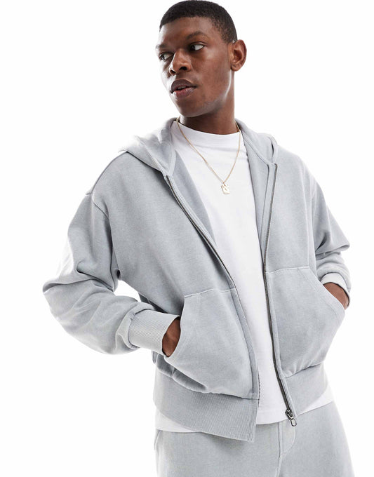 Washed Zip Through Hoodie Co-Ord