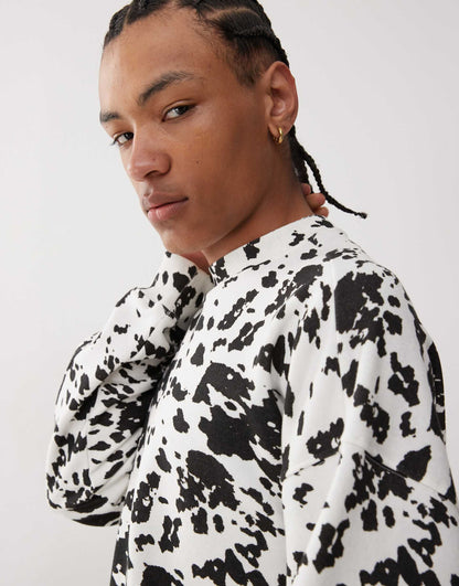 Boxy Cow Print Sweatshirt