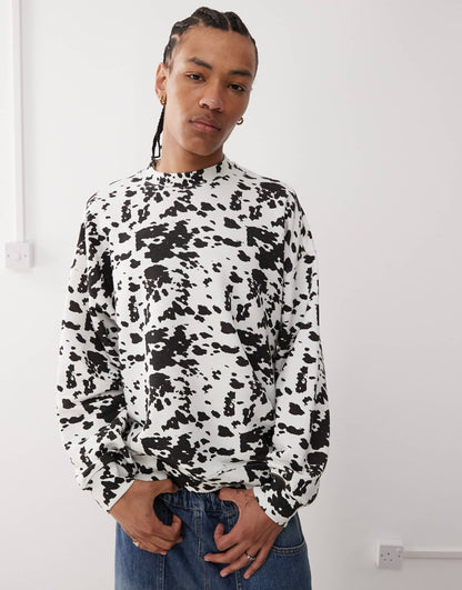 Boxy Cow Print Sweatshirt