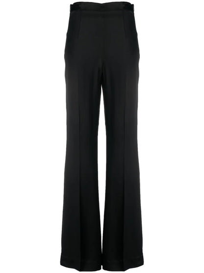 Satin-Finish Wide-Leg Trousers