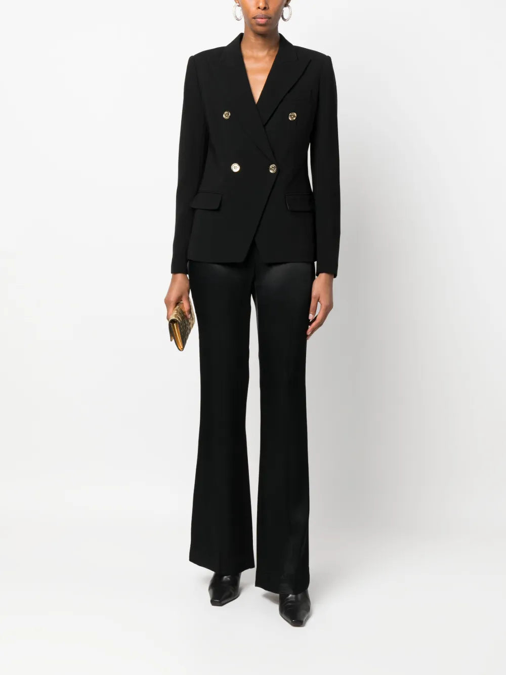 Satin-Finish Wide-Leg Trousers