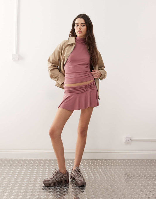 Soft Slinky Micro Mini Ruched Skirt
