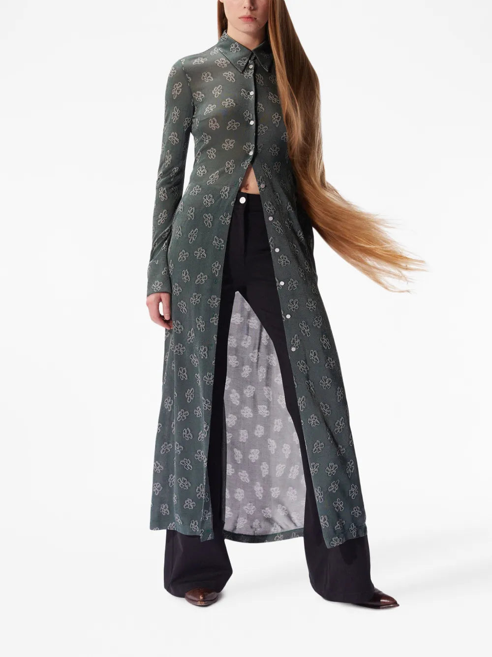 Andre Monogram-Jacquard Maxi Shirtdress