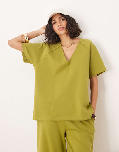 Interlock Oversized V Neck T-Shirt