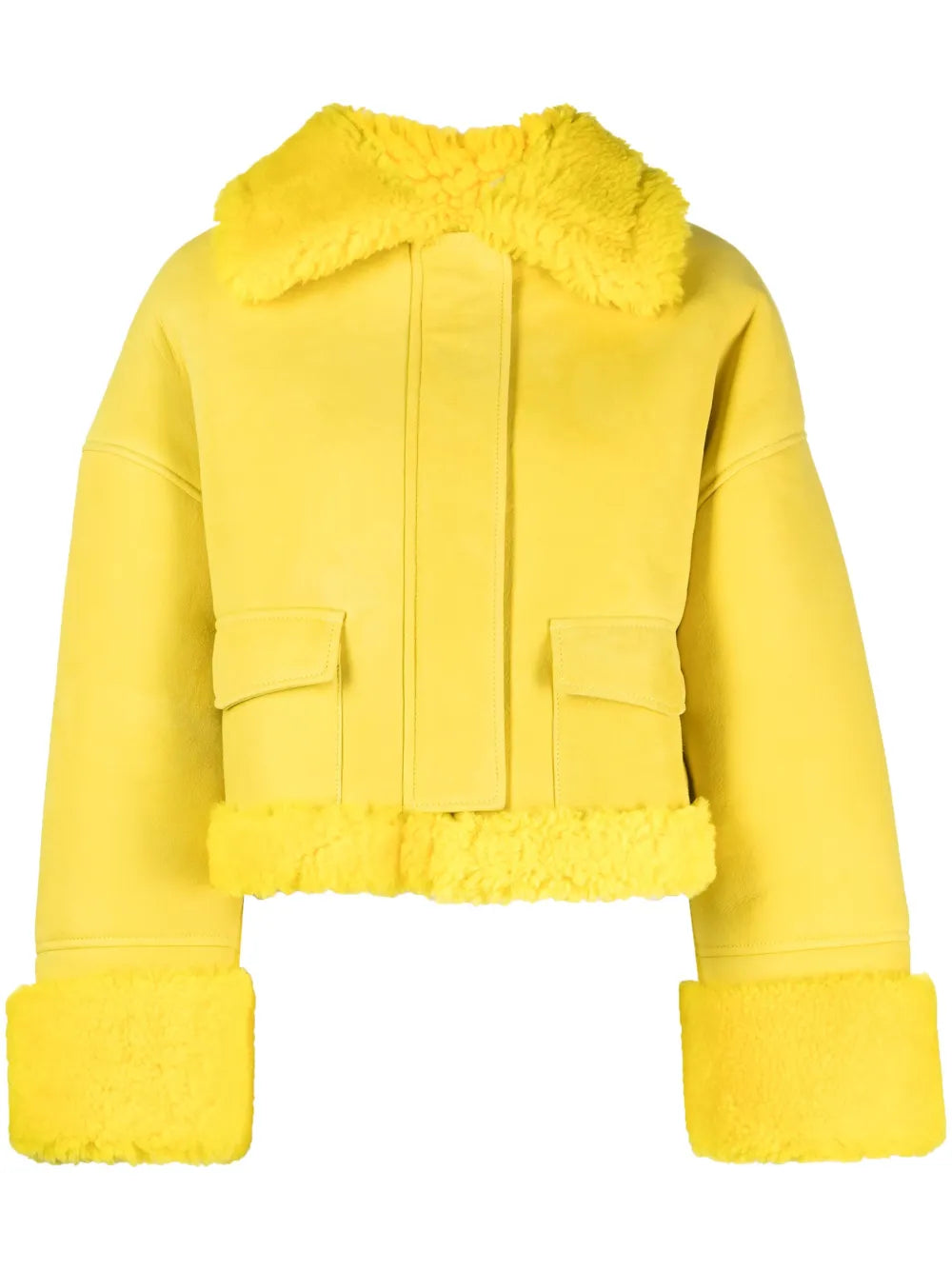 Shearling-Collar Leather Jacket
