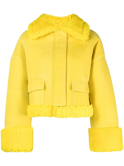 Shearling-Collar Leather Jacket