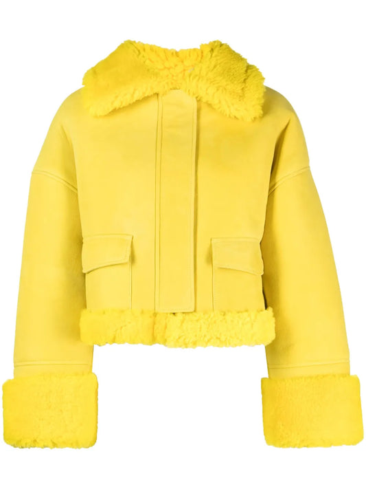 Shearling-Collar Leather Jacket