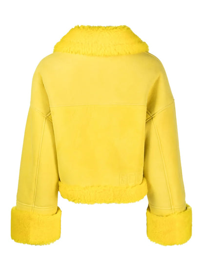 Shearling-Collar Leather Jacket
