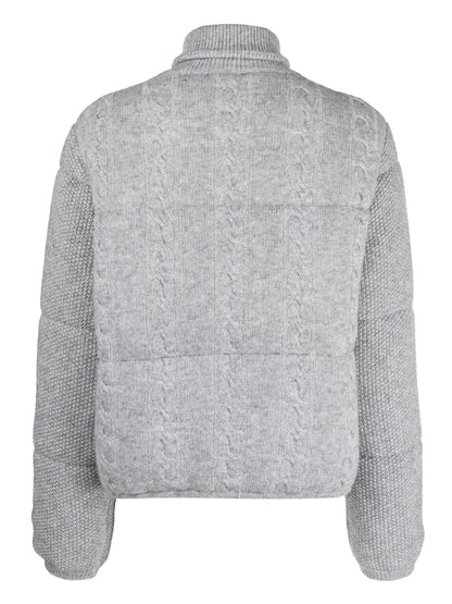 Cable-Knit Zip-Up Bomber Jacket