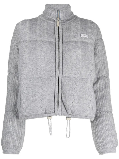 Cable-Knit Zip-Up Bomber Jacket