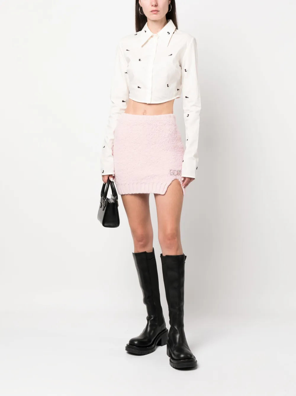 Hairy Logo-Plaque Miniskirt