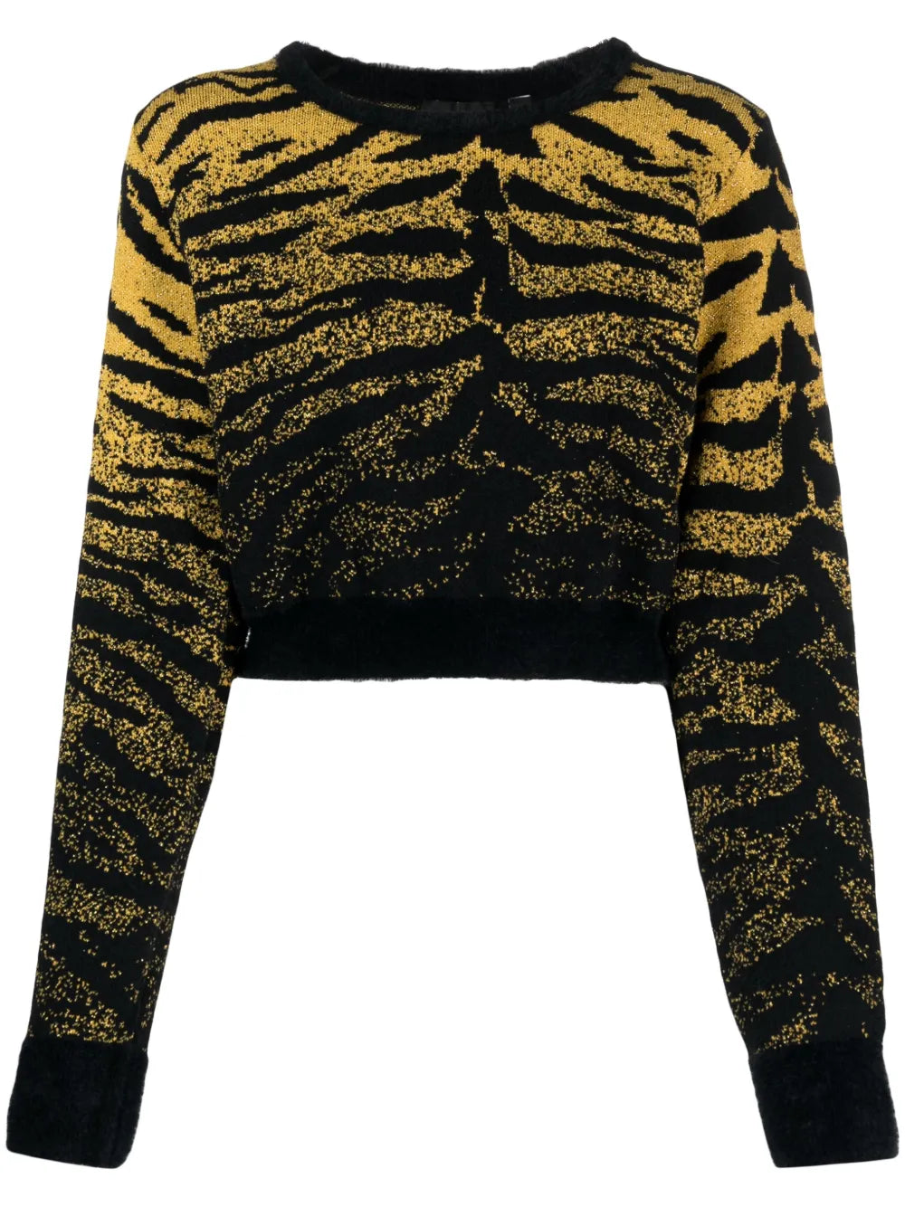 Lurex-Detail Zebra-Jacquard Cropped Jumper