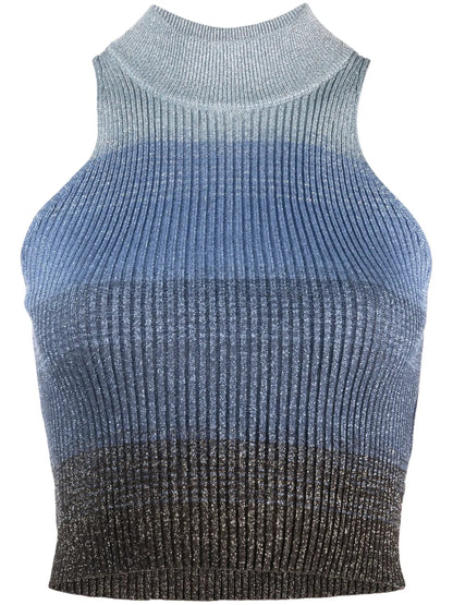 Degradé Ribbed-Knit Cropped Top