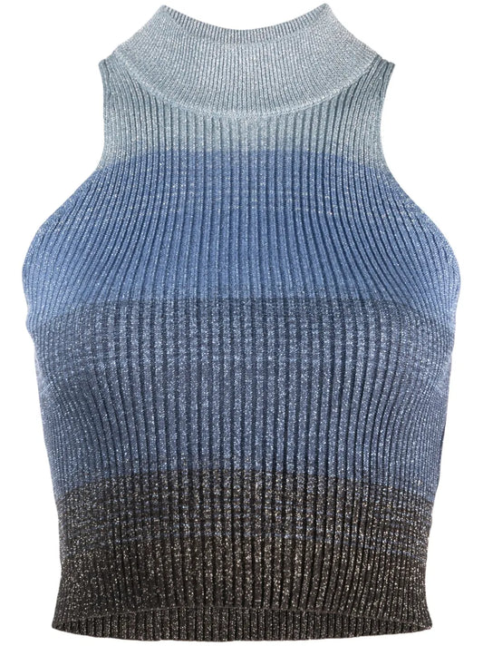 Degradé Ribbed-Knit Cropped Top