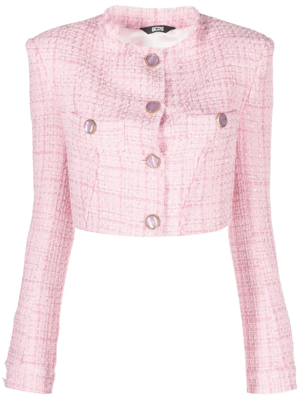 Button-Up Cropped Tweed Jacket